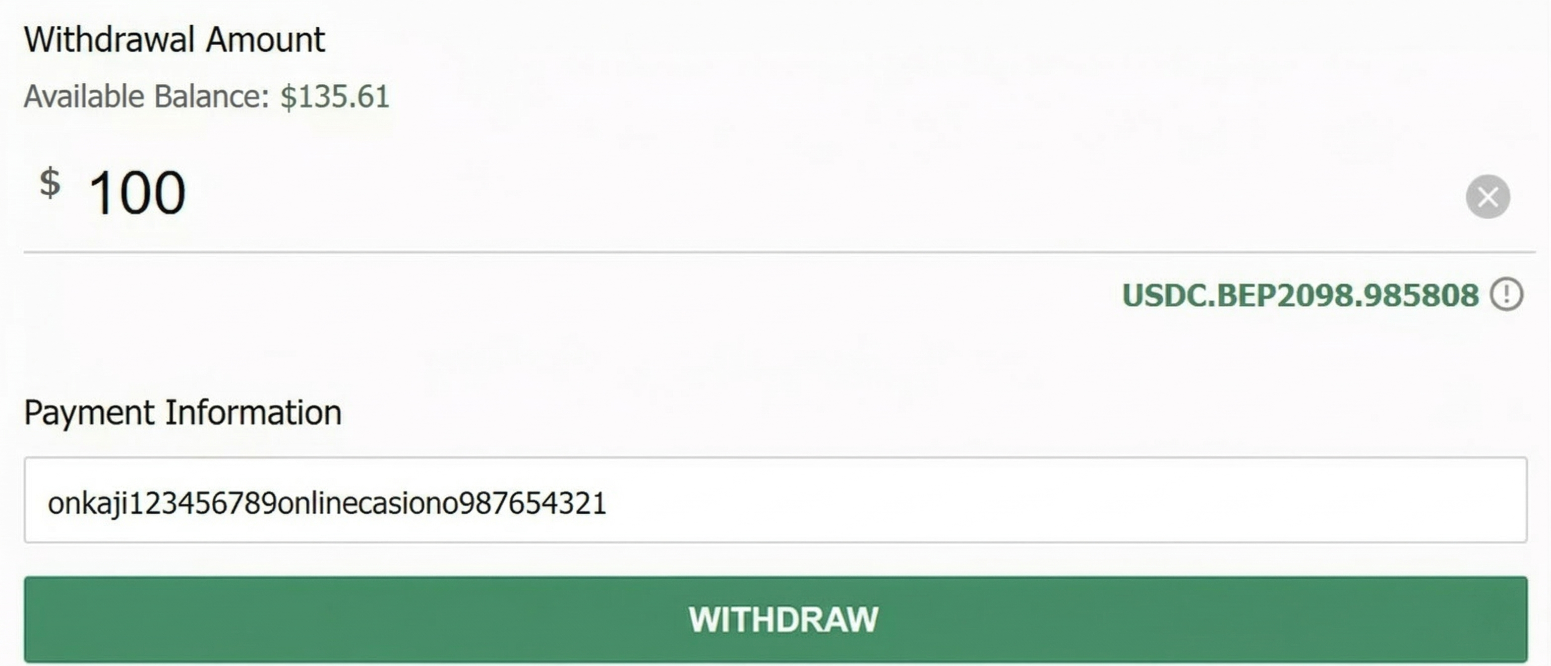 Just like Bitcoin, enter the withdrawal amount and wallet address.