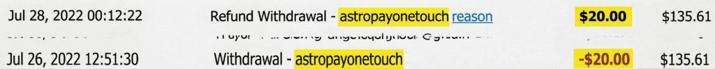 The image above is from the deposit/withdrawal history.