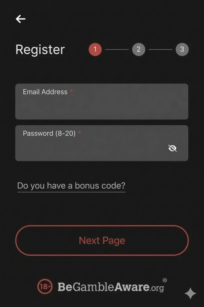 Registration screen