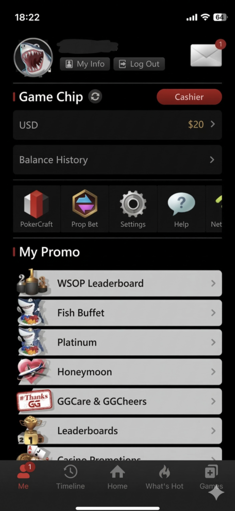 GGPoker app my page
