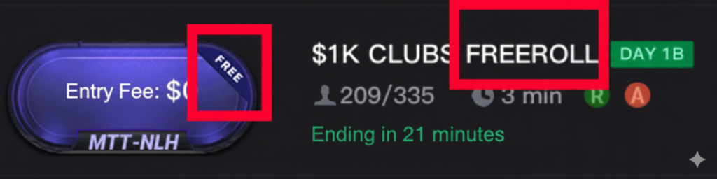  Freeroll tournaments