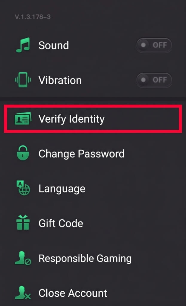 There is a field labeled "Identity Verification," so please tap that.