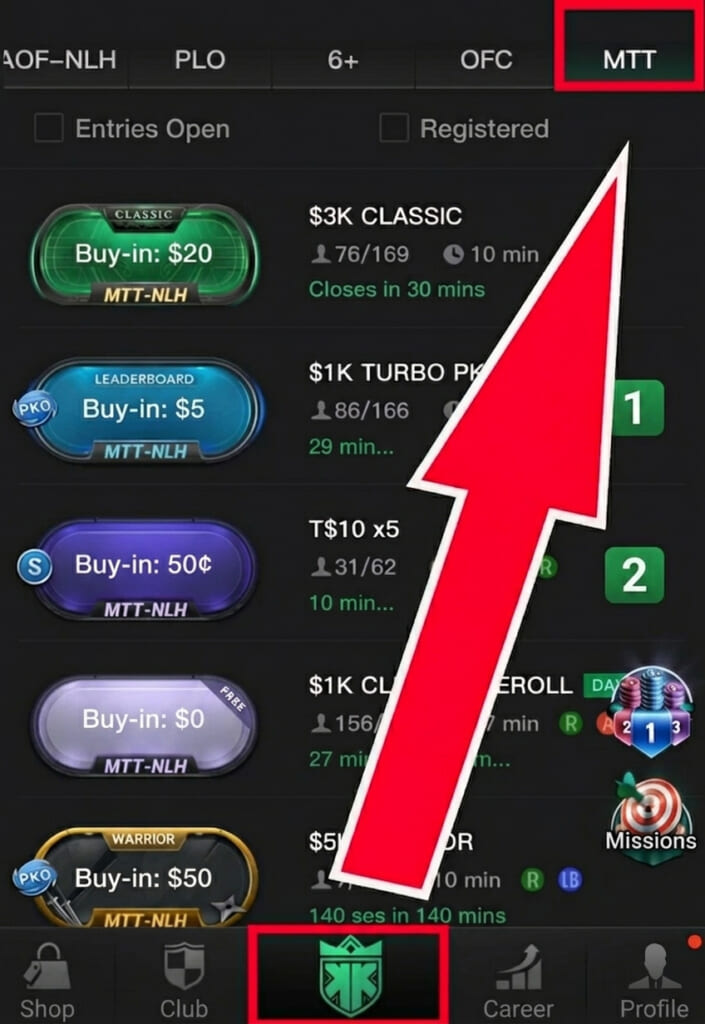 Tap the home button at the bottom of the screen, and select MTT from the slider at the top of the screen.