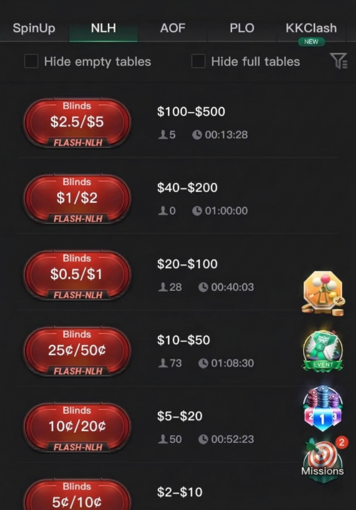 high-stakes $100~$500 tables.