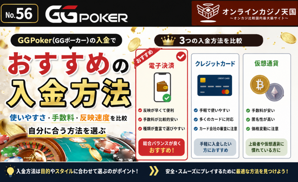 GGPokerGGポーカーの入金でおすすめの方法は？