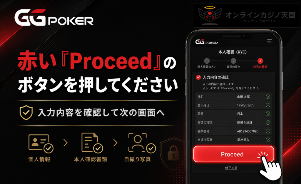 赤い「Proceed」のボタンを押してください