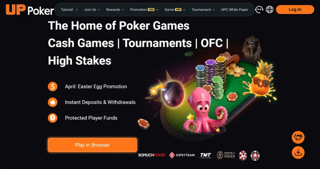 Homepage of Up Poker