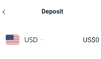 USドルを選び「Deposit」を押します