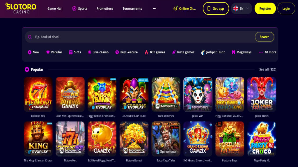 Slotoro Casino Games and Software Providers